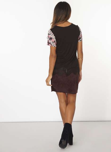 Floral woven front lace top